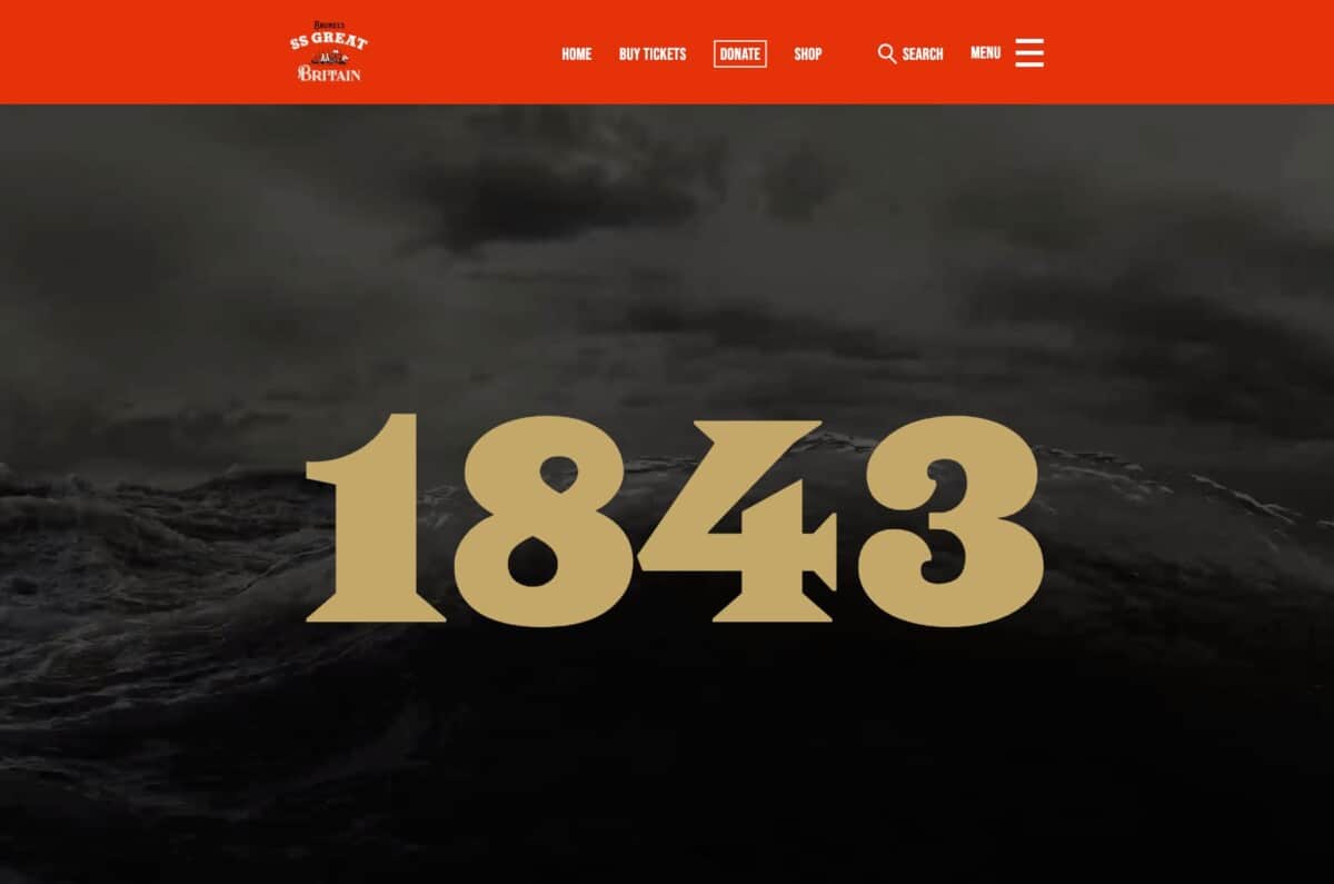 Screenshot of SS Great Britain's website showing story timeline