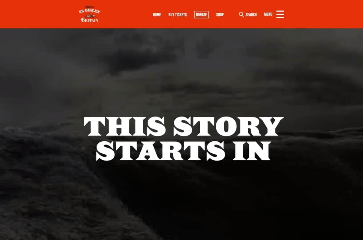 Screenshot of SS Great Britain's website showing story timeline