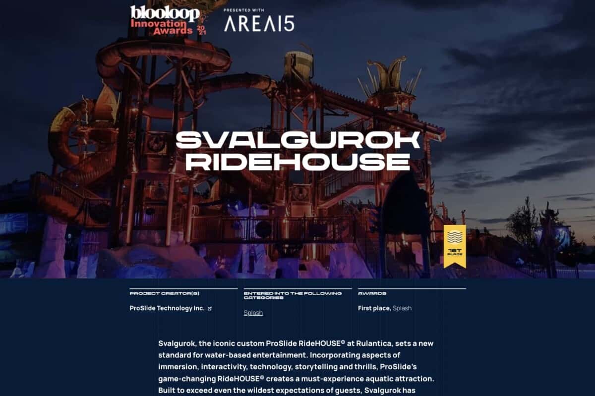 Screenshot of winner of one of Blooloop's Innovation Awards WordPress website for the global attractions industry