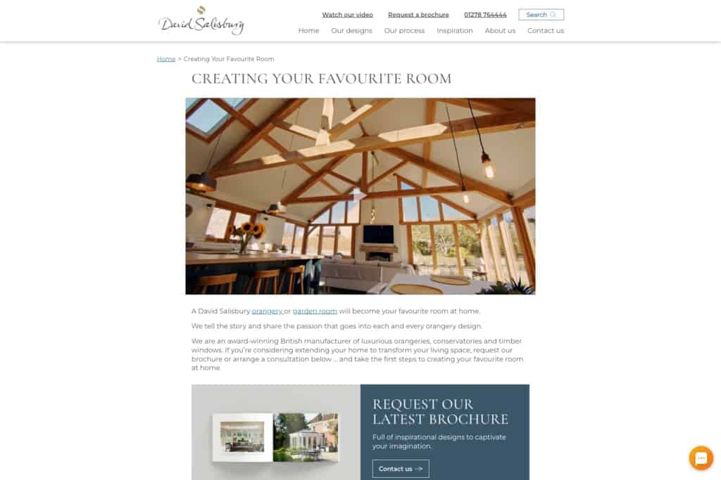 Screenshot of WordPress landing page for case study on making the digital as eye-catching as the physical for award-winning manufacturer and designer David Salisbury
