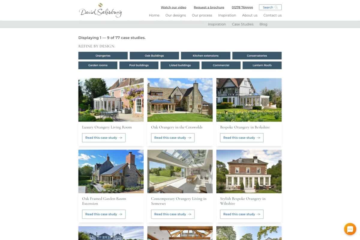 Screenshot of WordPress site for case study on making the digital as eye-catching as the physical for award-winning manufacturer and designer David Salisbury