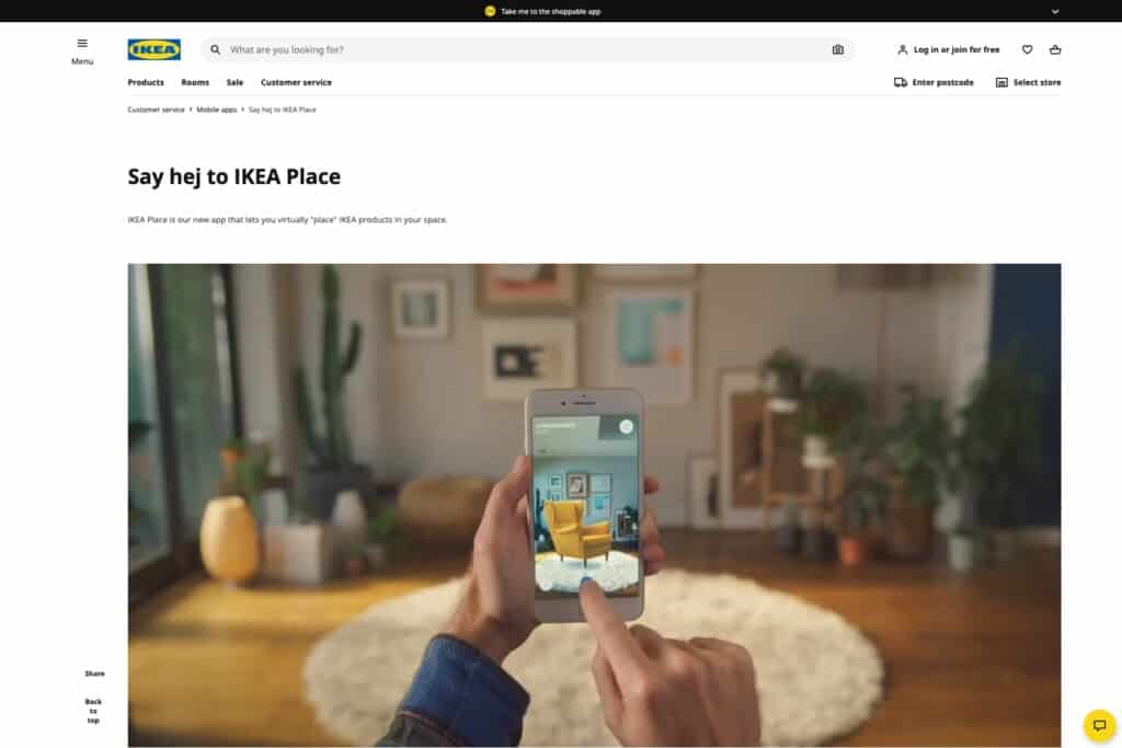 VR/AR example from IKEA's place app