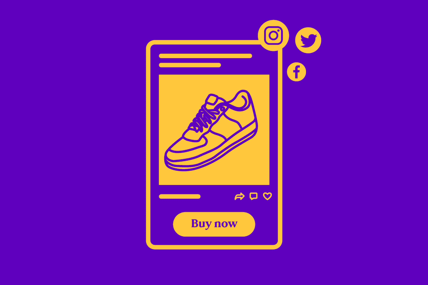 Illustration of mobile eCommerce product listing of a trainer on a social media platform to demonstrate the topic of how to boost sales through social commerce