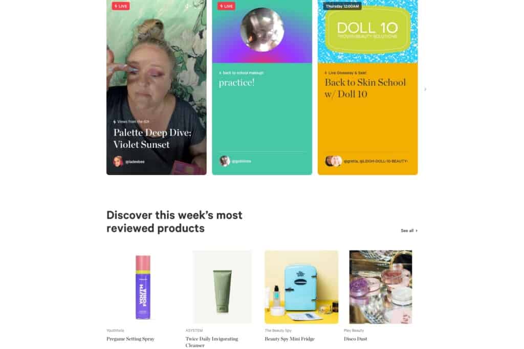 Screenshot of beauty review website Supergreat