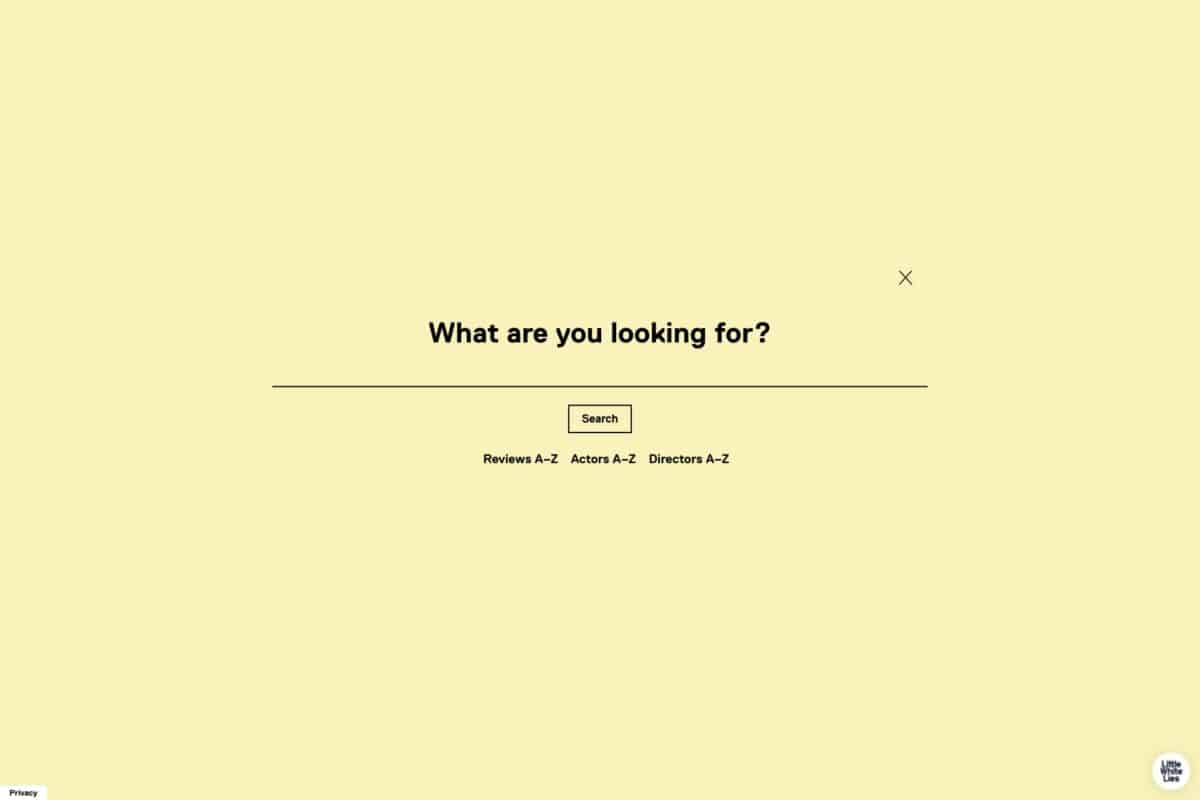 Screenshot of the Little White Lies WordPress site showing search function