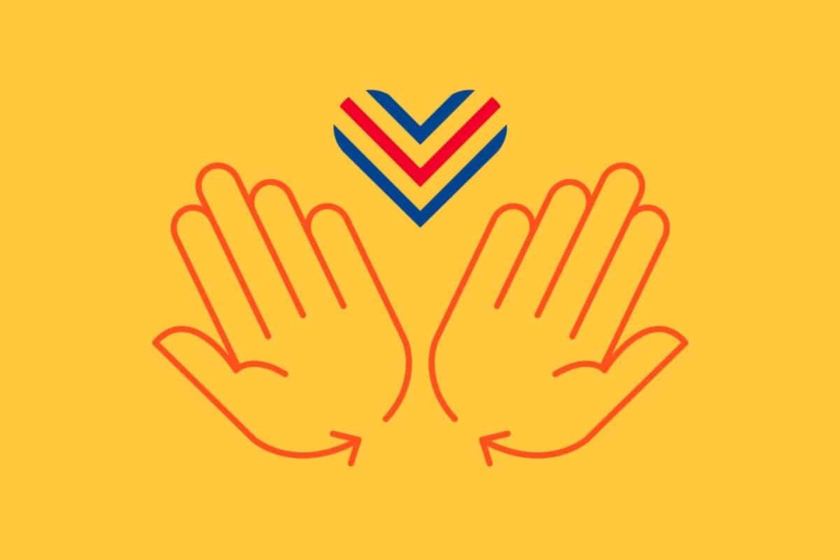 Illustration of hands and heart to depict charitable giving to pair with a blog about getting websites ready for Giving Tuesday