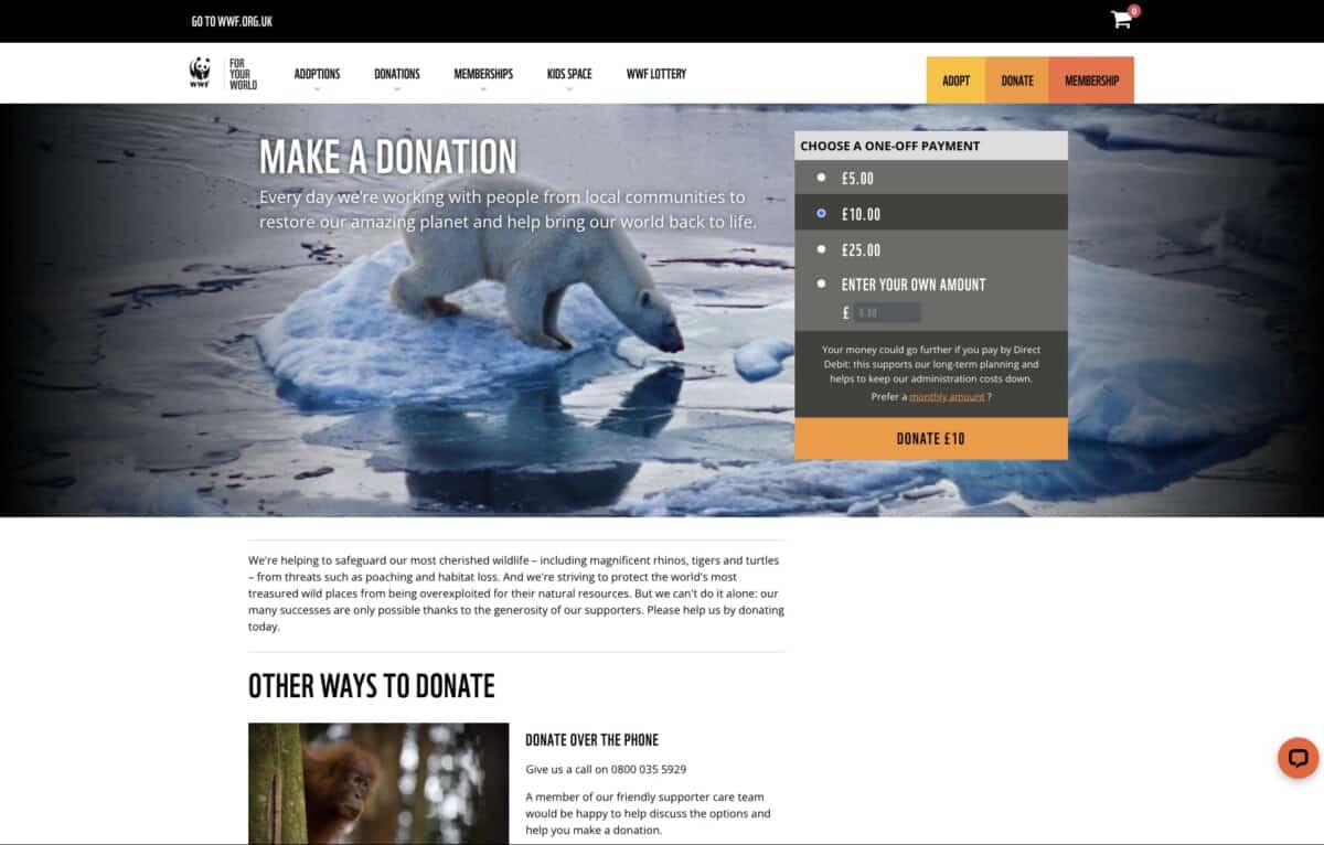 WWF donation examples to support Giving Tuesday blog post