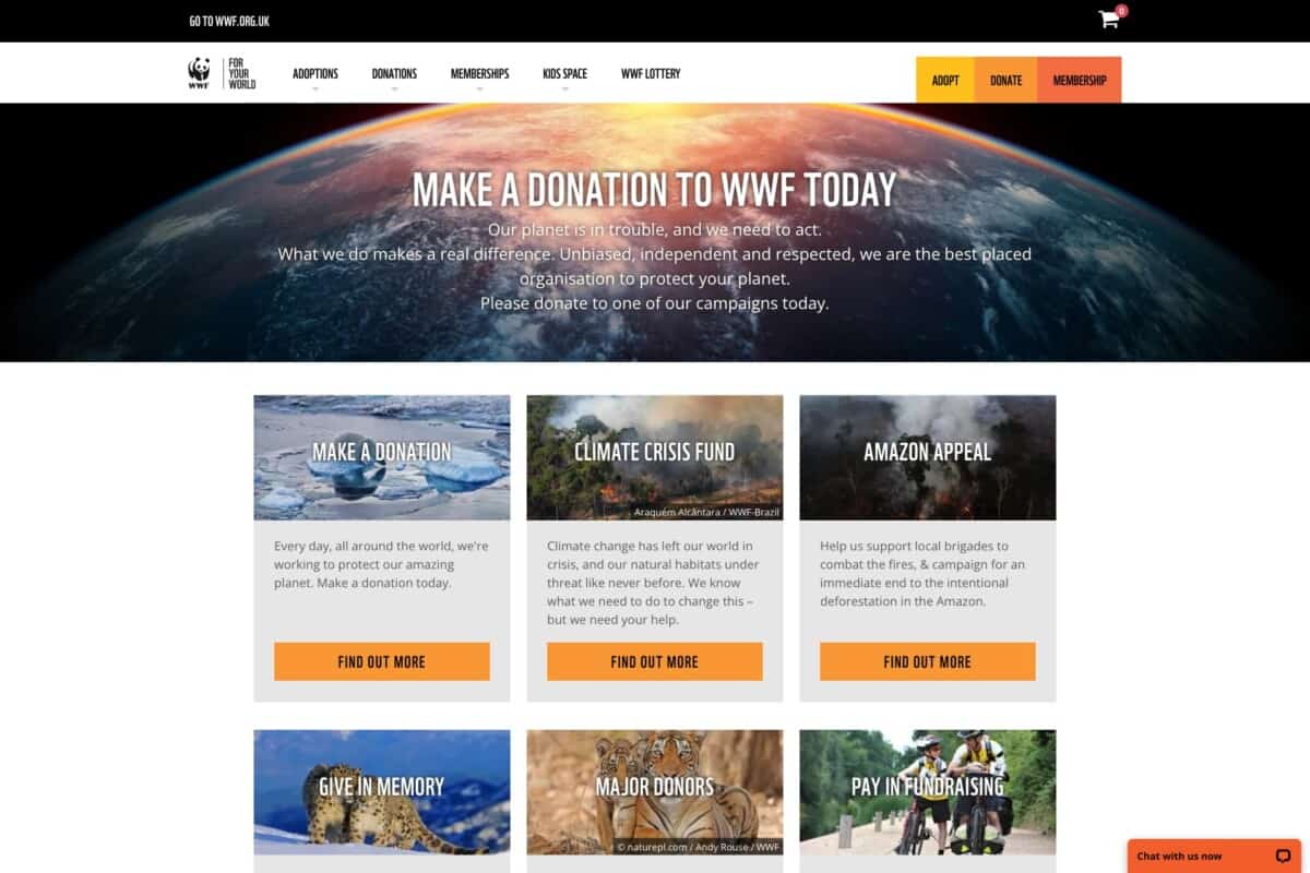 WWF donation examples to support Giving Tuesday blog post