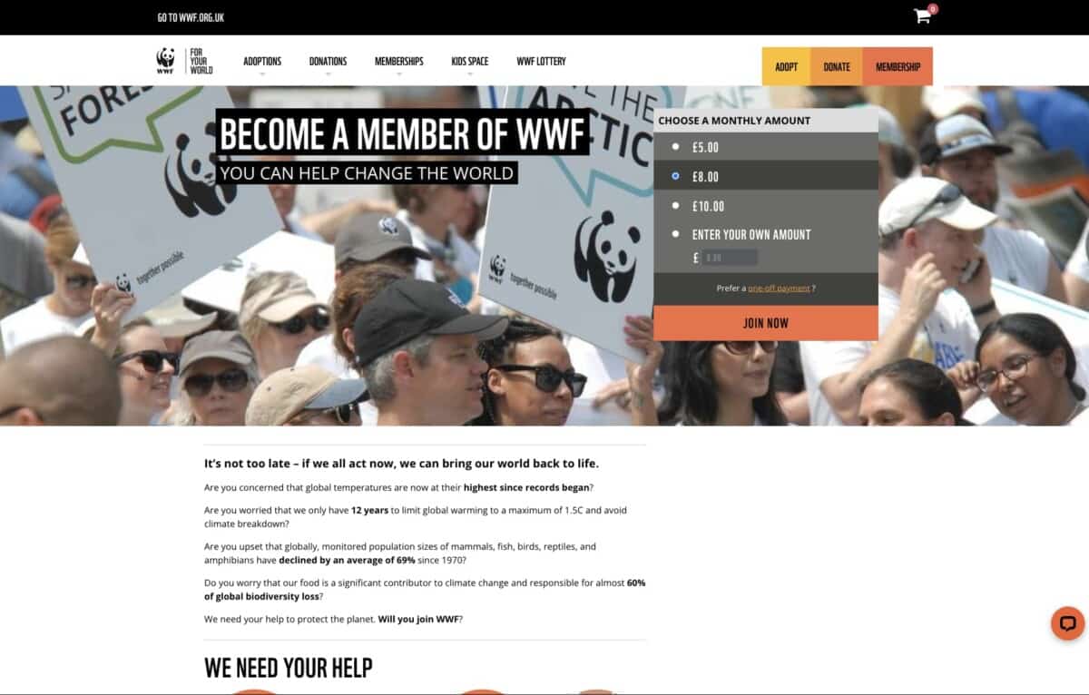 WWF donation examples to support Giving Tuesday blog post