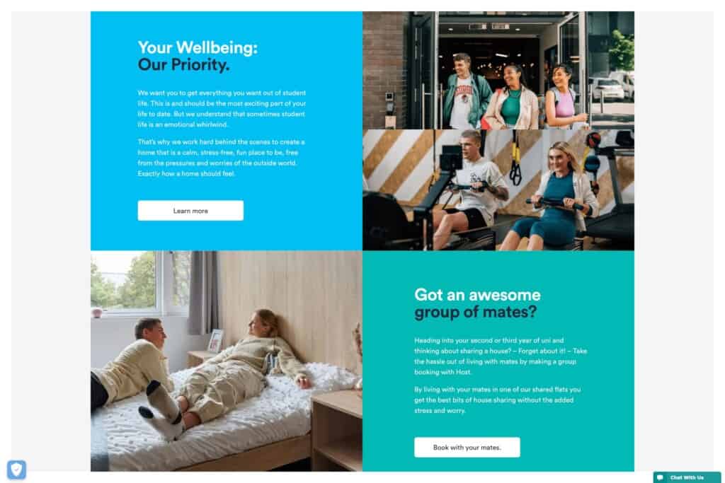 Screenshot of Host's WordPress site showing wellbeing section