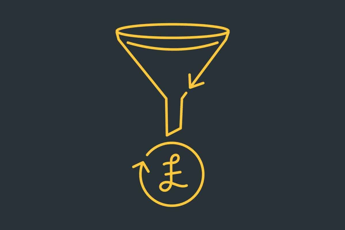 Illustration of funnel and recurring pound sign to demonstrate conversion optimisation