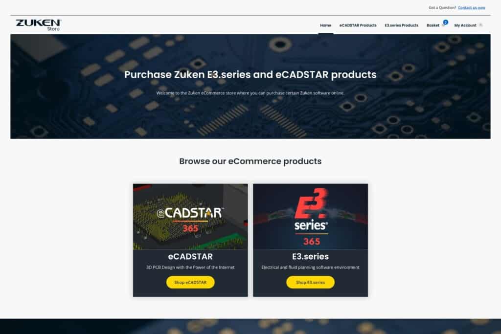 Screenshot of the Zuken WooCommerce store