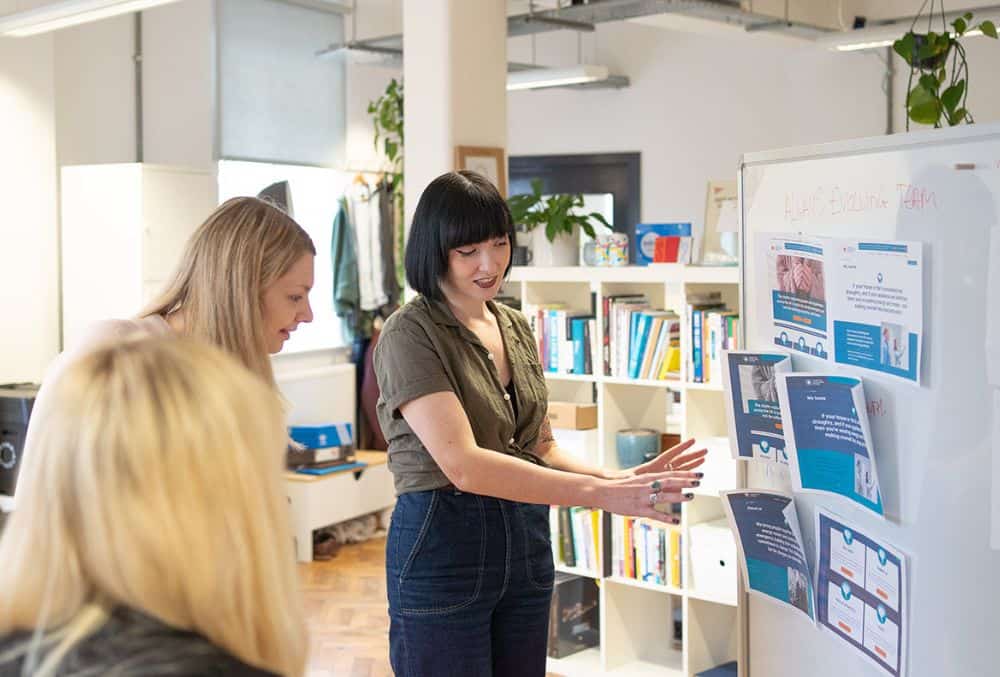 Conversion optimisation discussion in front of board