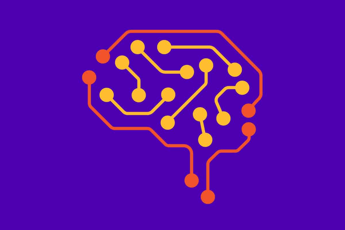 Illustration of a hybrid brain and circuit board to demonstrate how technology can help us create customers experiences that feel human