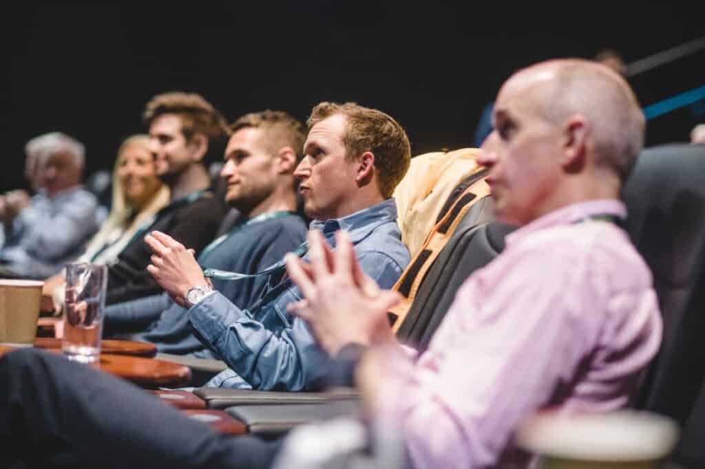 Piers and other speakers sat in the audience at CMO's guide to customer acquisition event
