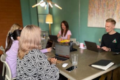 Team meeting in creative workspace
