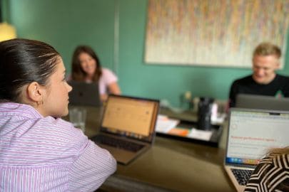 Team meeting in creative workspace