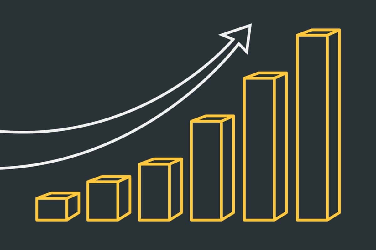 Illustration of graph with data increasing to depict website performance boosting sales