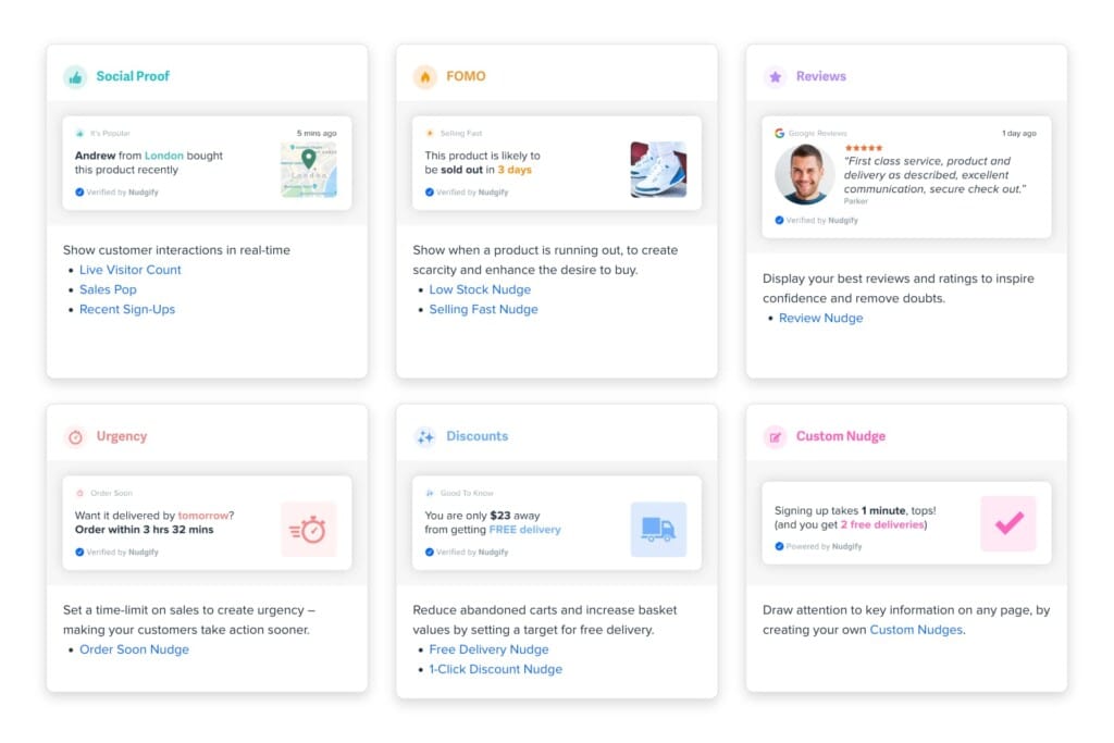 Screenshot of Nudgify eCommerce extension