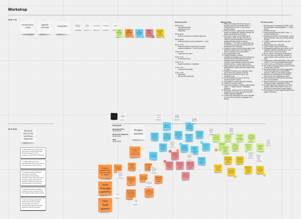 Screenshot of Miro board during client workshop