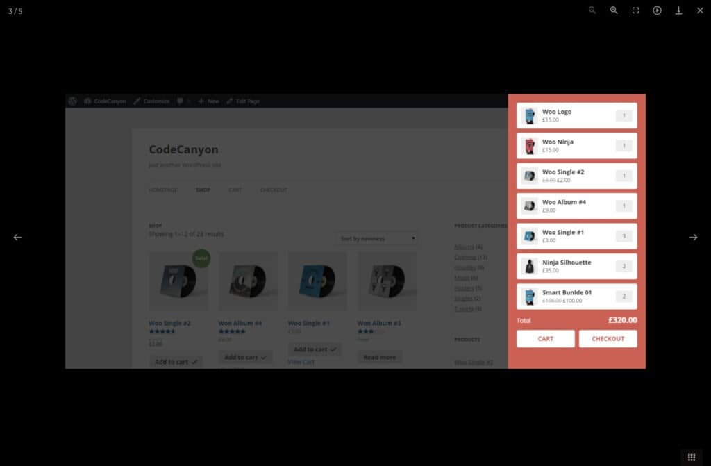 Screenshot of WPC side cart eCommerce plugin