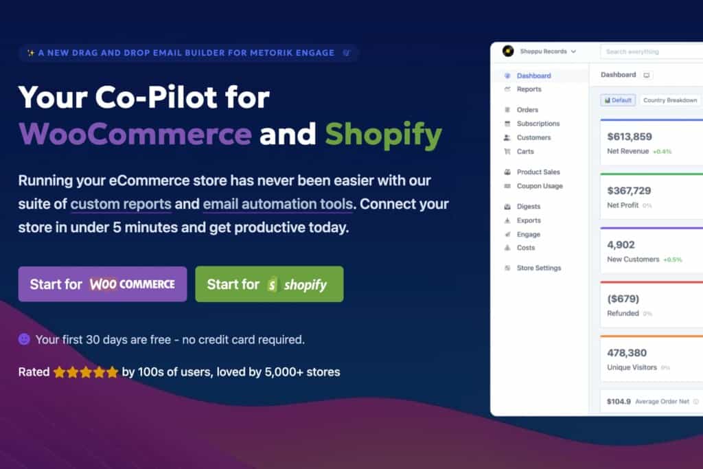 Screenshot of Metorik eCommerce plugin