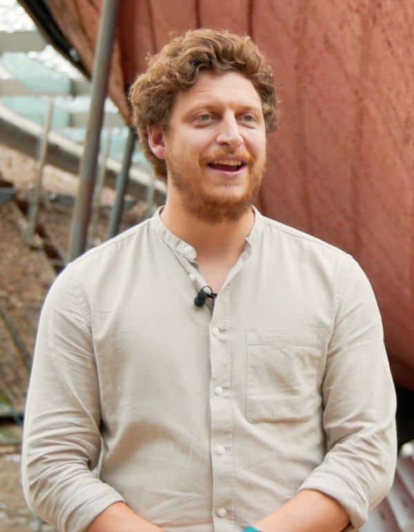 Noah from SS Great Britain talking to camera in front of ship