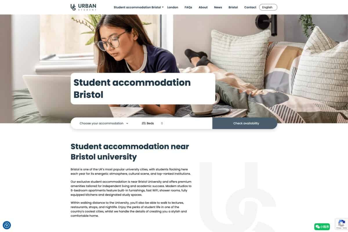 Urban Student WordPress website showing homepage