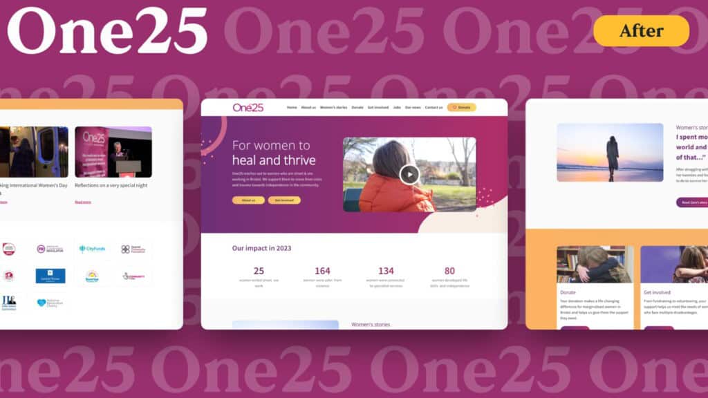 One25 after homepage redesign
