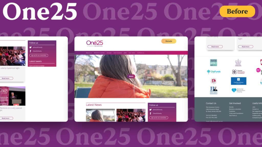 One25 before homepage redesign