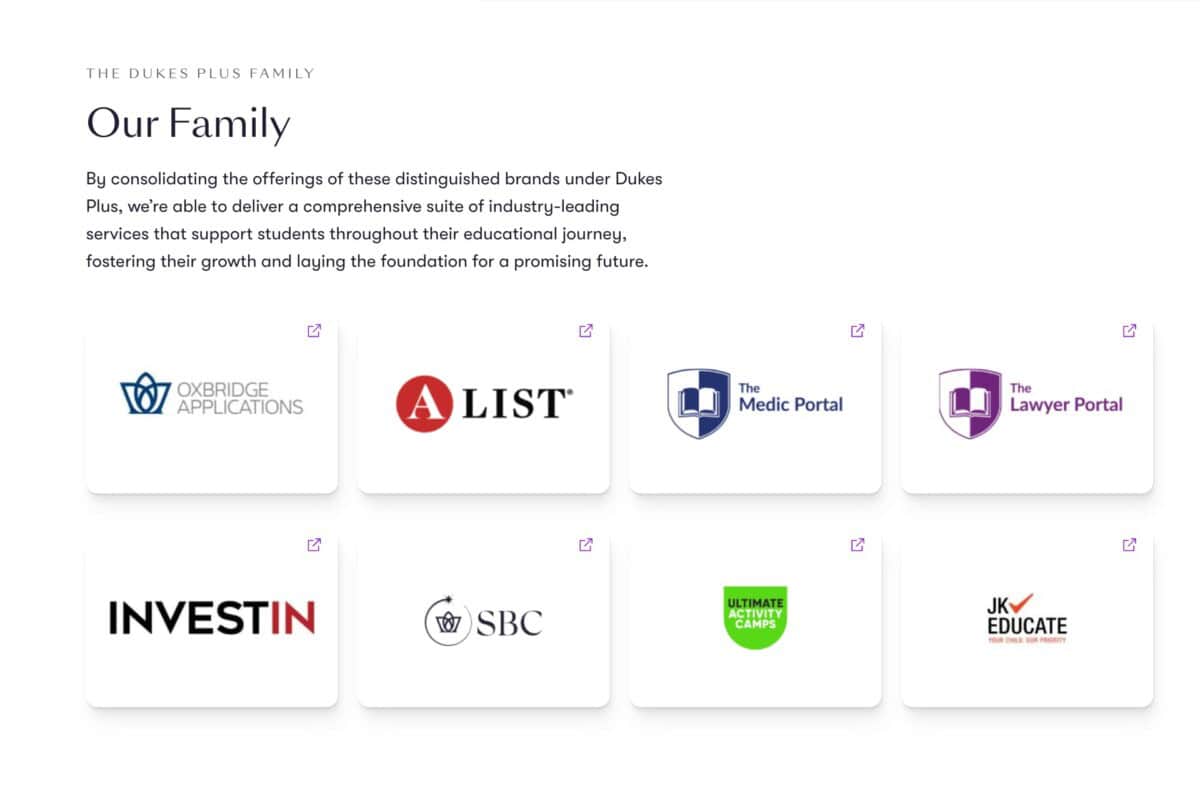 Screenshot of Dukes Plus WordPress and WooCommerce site showing about page