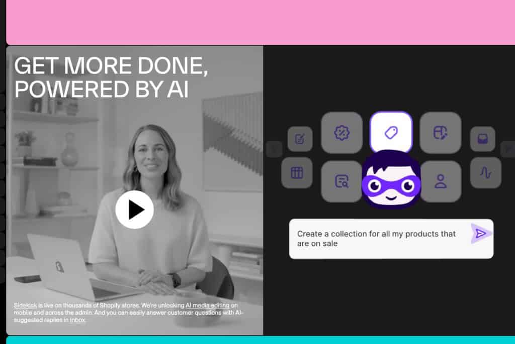 Screenshot of the Shopify Summer Edition web page showing AI prompts