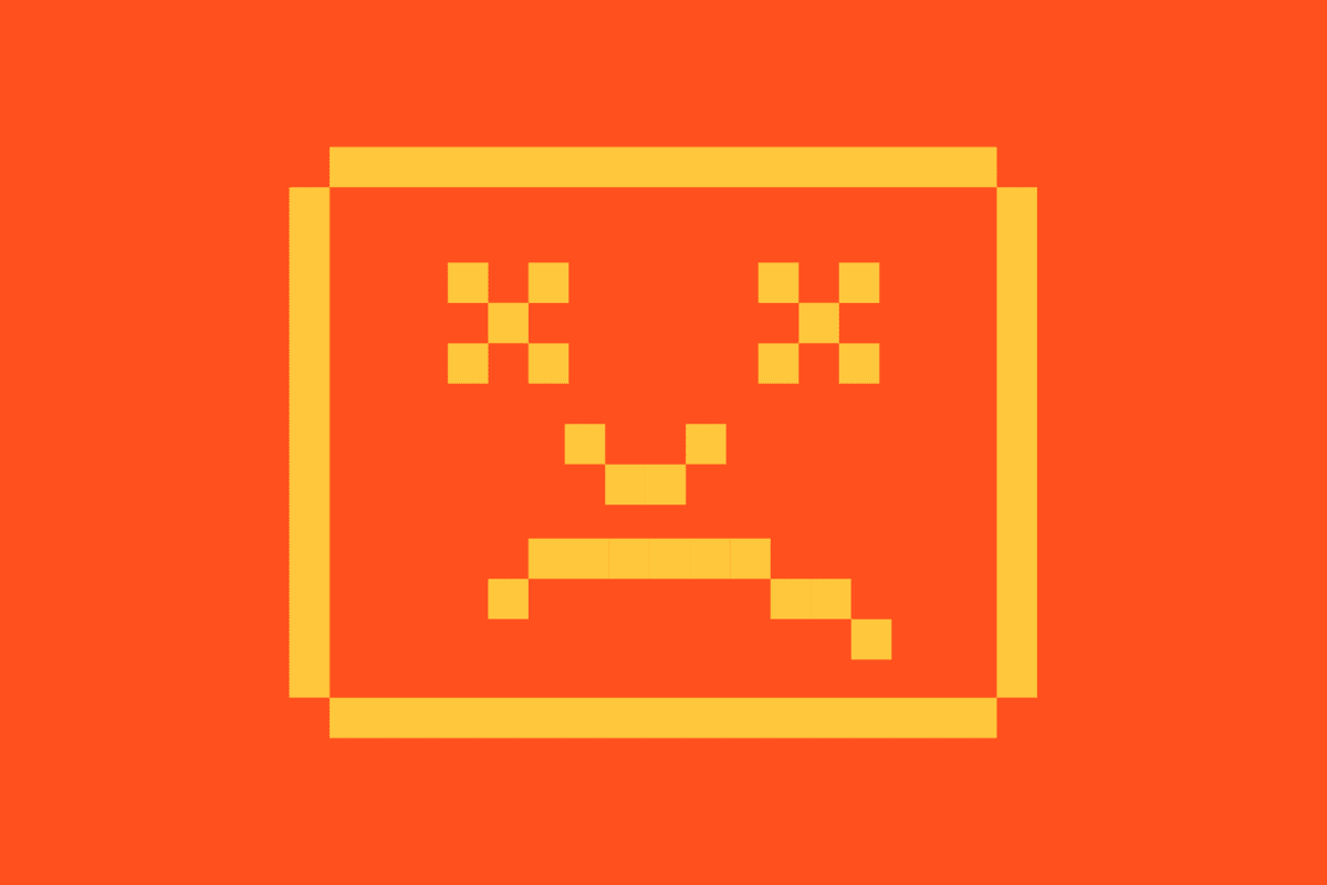 Graphic of a negative face on a screen to accompany a blog post about the power of website user testing