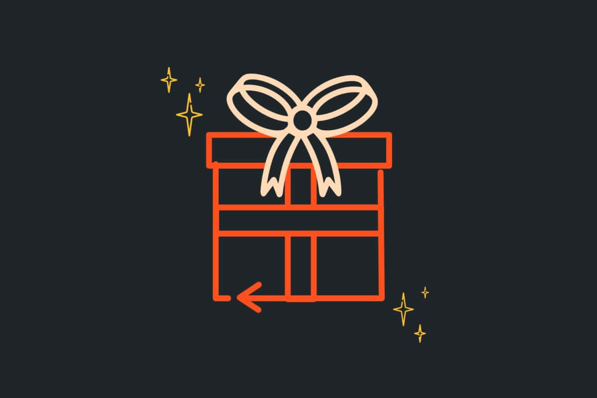 Graphic showing festive gift to accompany blog post about festive online shopping tips for merchants