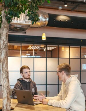 Ollie and Jamie in meeting