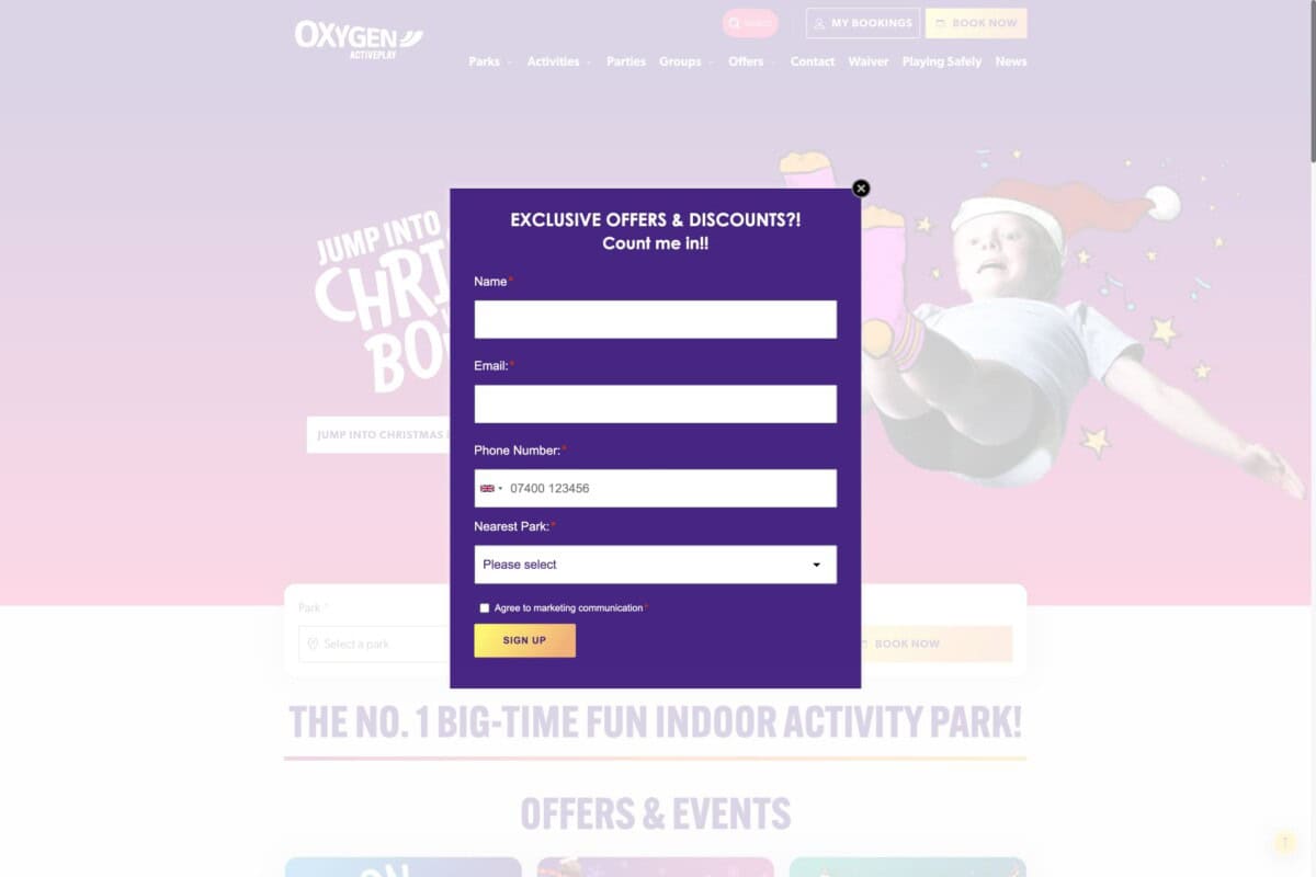 Oxygen Offers popup
