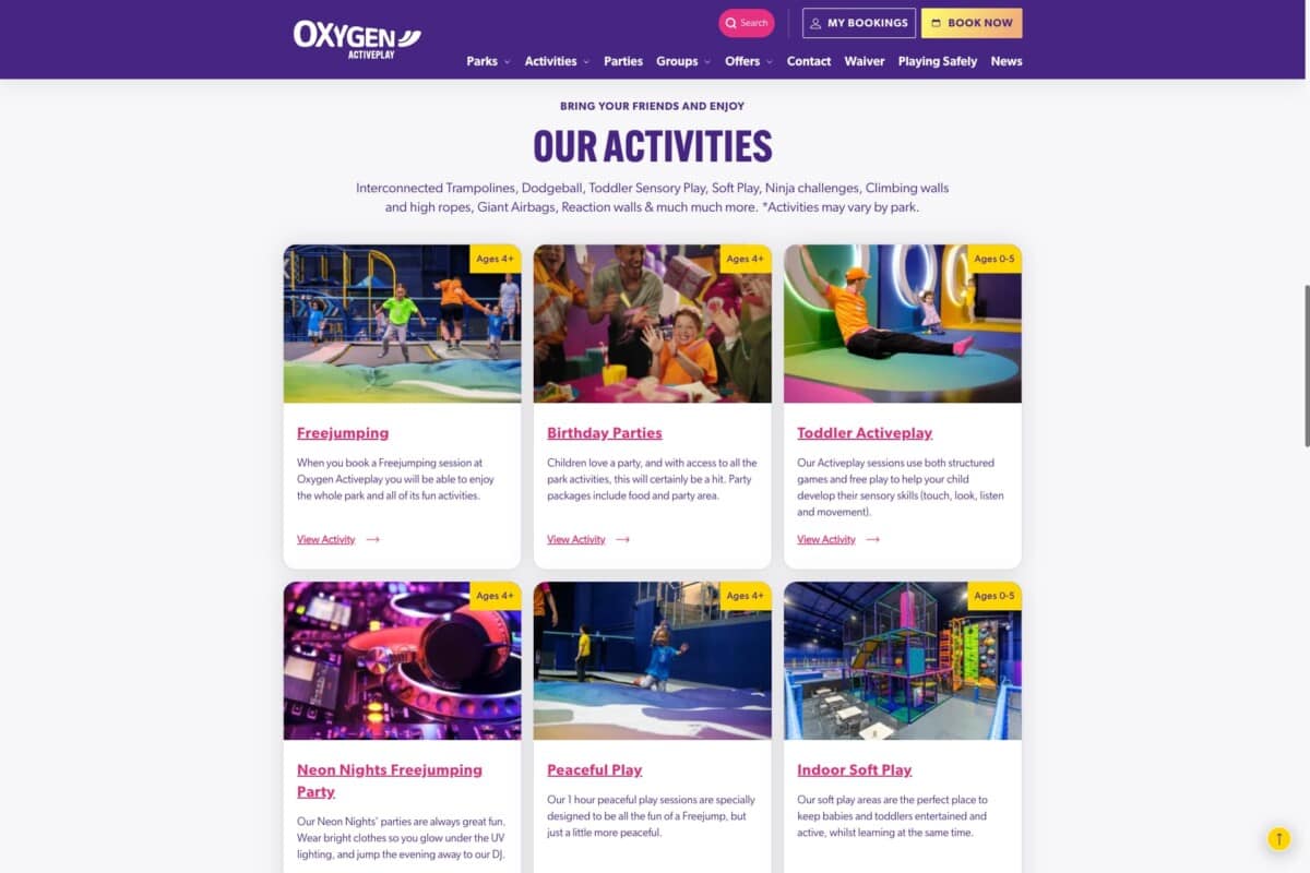 Oxygen list of activity