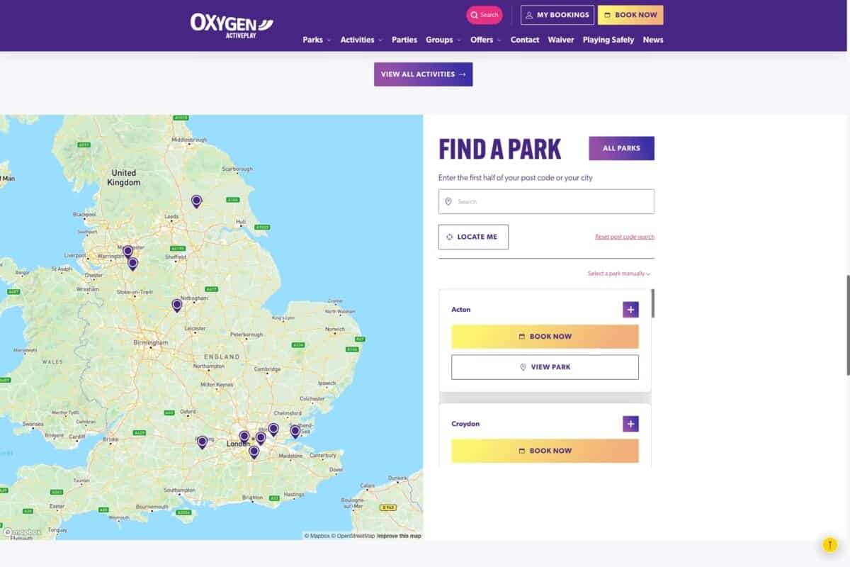 Oxygen activity park map